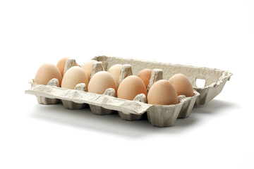 Pack of hen's eggs isolated on a white background