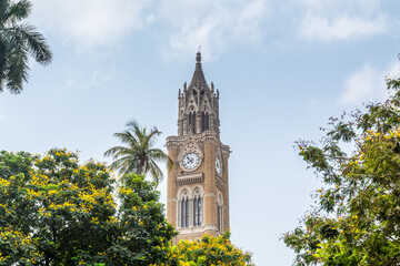 Fototapeta na wymiar Clock tower of the University of Mumbai (University of Bombay), one of the first state universities of India and the oldest in Maharashtra.