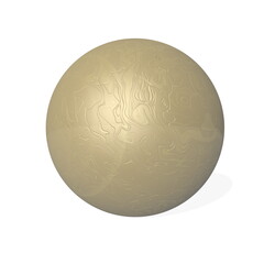 Etched gold sphere with little shadow isolated in white background - 3D render