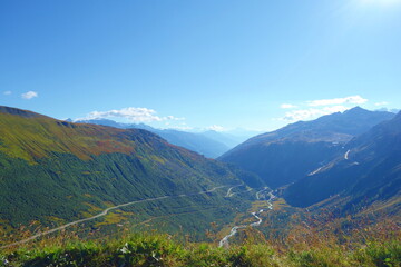 Fototapeta premium Furka pass mountain road in Switzerland, Europe