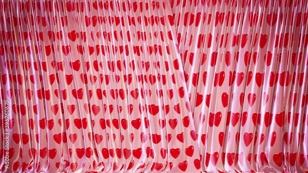 Aufkleber realistic 3d animation of the fancy hearts pattern stage curtains rendered in uhd, alpha matte is in