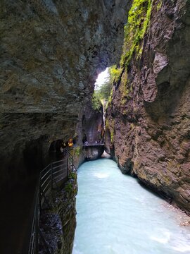 Aare Gorge (Aareschlucht) in the vally of Hasli, Switzerland. 1.4 km long, up to 180 m deep