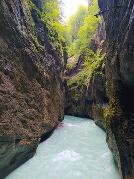 Aare Gorge (Aareschlucht) in the vally of Hasli, Switzerland. 1.4 km long, up to 180 m deep