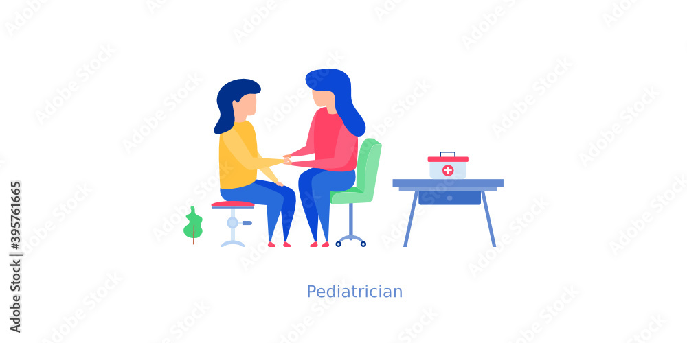 Poster Pediatrician Flat Illustration 