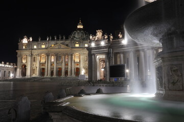 A view of the Basilica of Saint Peter by night, Rome