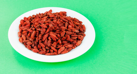 Dried goji berries in a plate