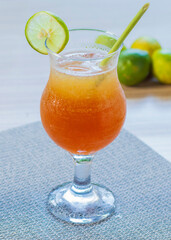 ice lemon tea in the glass