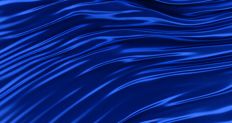 blue cloth, luxury smooth background, wave silk satin, 3D render