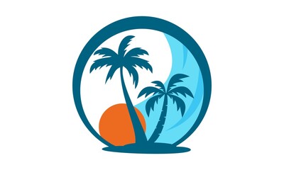 Fototapeta na wymiar logo beach nature palm tree