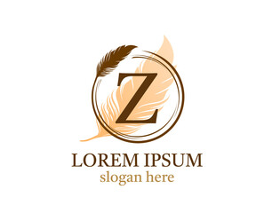 Feather letter Z icon design, vector design concept circle feather with letter for initial luxury business, firm, law service, notary, boutique and more brand identity.