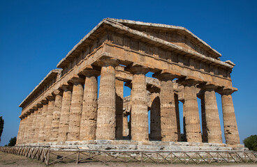Fototapeta na wymiar The Second Temple of Hera in Paestum, Southern Italy