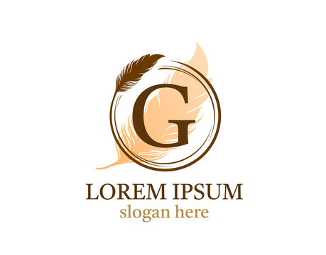 Feather letter G icon design, vector design concept circle feather with letter for initial luxury business, firm, law service, notary, boutique and more brand identity.