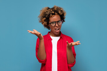 Clueless african student being puzzled stunned unaware about ambiguous problem