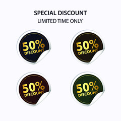 Fototapeta premium A set of stickers, 50% discount. Round stickers, special discount.