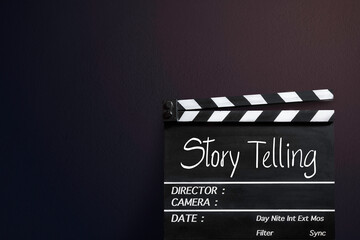 story telling.Text title on film slate.