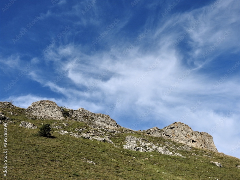 Wall mural berg, landschaft, felsen, tonnenberg, käsbühl, karkstein