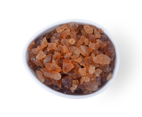 Brown Rock Sugar isolated on white background.