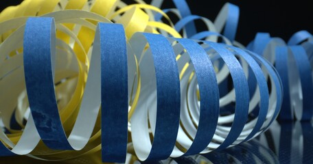 Holiday concept. Colorful Serpentine Streamer Paper. Abstract strips of cut paper material on a...