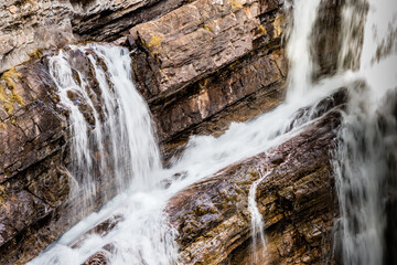 Fototapeta na wymiar Cameron falls in late fall. Waterton Lakes National Park, Alberta, Canada
