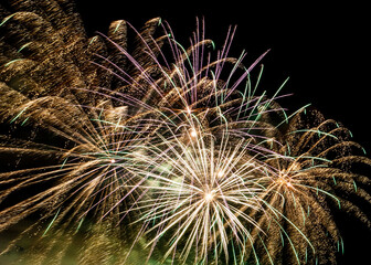 Beautiful fireworks in night sky for New Year