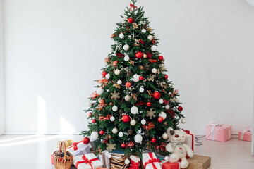 New Year's Interior Christmas Tree with holiday postcard decor gifts