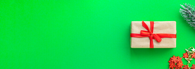 christmas gift box background and decoration surprise present new year festive holiday top view background rustic copy space 