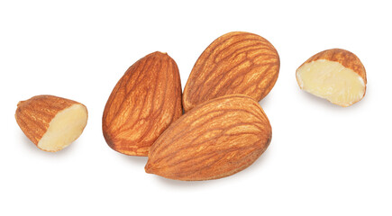 almond nuts with details isolated on white