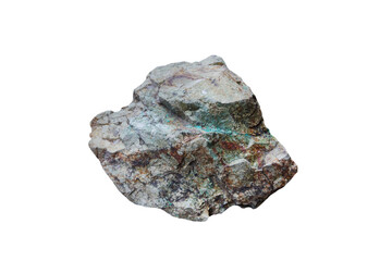 malachite rock isolated on a white background. Copper carbonate hydroxide mineral.
