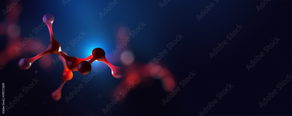 Leinwandbilder molecule 3d illustration. medical developments. crystal lattice under a microscope. cell therapy. la