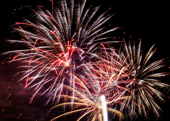 Beautiful fireworks in night sky for New Year