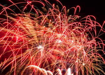 Beautiful fireworks in night sky for New Year