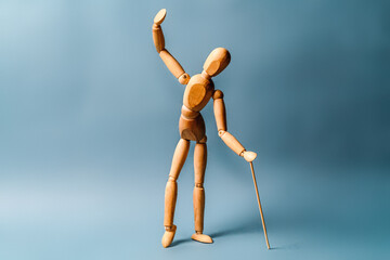 elderly man with a walking stick. The concept of approaching old age.