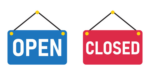 Open and closed sign, Vector illustrations isolated.	