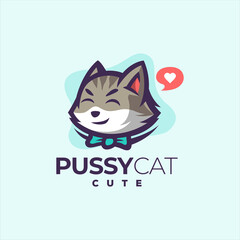 cute pussy cat logo design