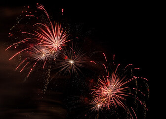 Fototapeta premium Beautiful fireworks in night sky for New Year