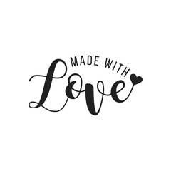 Made with Love inscription lettering quote. Made with Love calligraphy. Made with Love card. Vector illustration