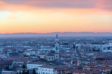 Fototapeta na wymiar Bergamo city view from Citta Alta