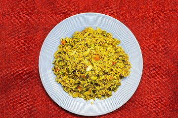 Tasty Indian food basmati rice on a plate