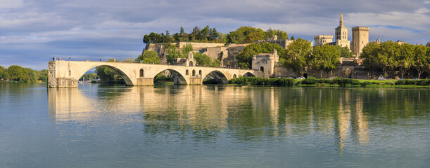 Avignon, The Bridge and the palace of the Popes, Vaucluse, France	