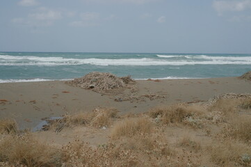 coastline near the sea on the island of Crete in cloudy weather