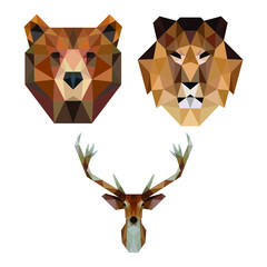 Animal Head low poly triangle geometric low poly logo icon symbol template design