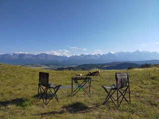 bench in mountains