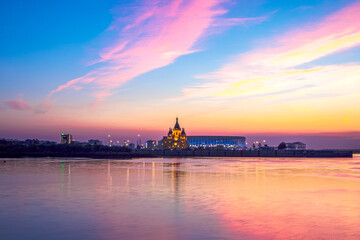 Naklejka premium Fairy-tale sunset in Nizhny Novgorod, Russia