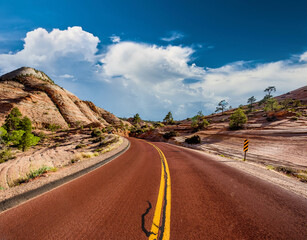Empty scenic highway in Utah