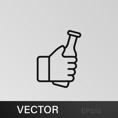 Hand holding bottle outline icons. Can be used for web, logo, mobile app, UI, UX