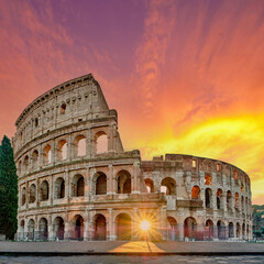 Fototapeta na wymiar Colosseum at sunrise in Rome