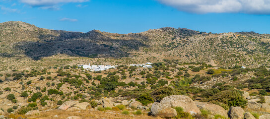 Fototapeta na wymiar Panoramic view of stony landscapes near Volax, Tinos - Cyclades, Greece