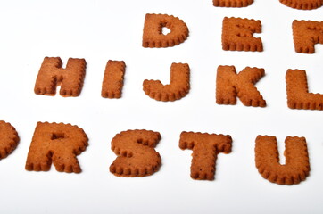 Gingerbread christmas alphabet isolated on the white background