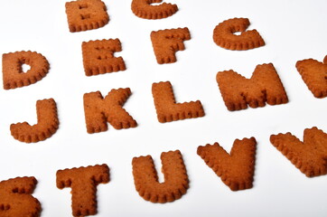 Gingerbread christmas alphabet isolated on the white background