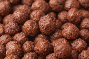 Close up of chocolate cereal balls